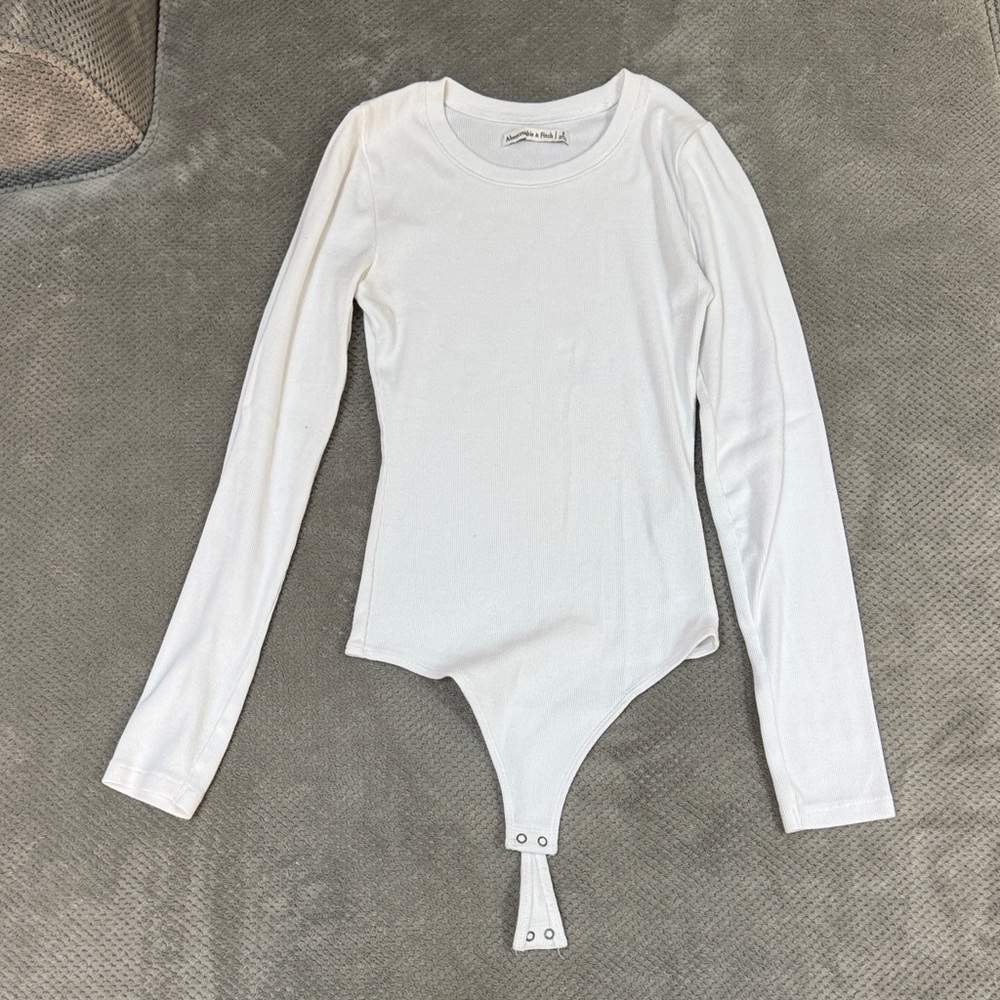 Abercrombie & Fitch White Long Sleeve Bodysuit